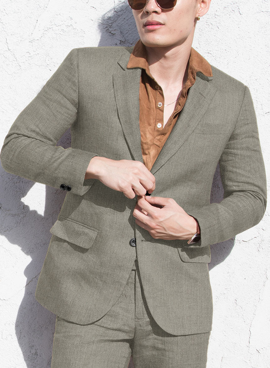 Heavy Linen Sage Green Jacket - StudioSuits