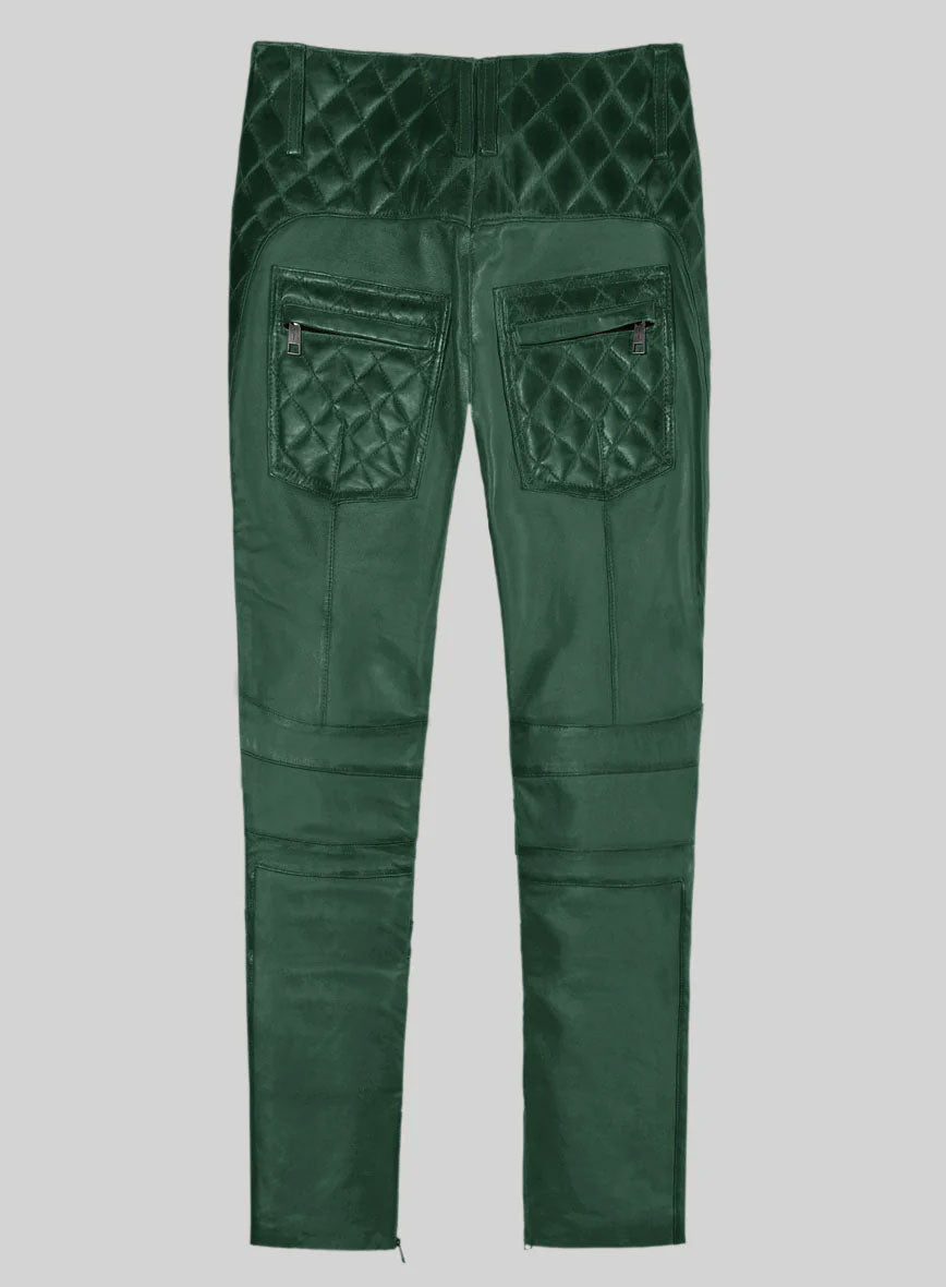 Hector Burnt Green Leather Pants - StudioSuits