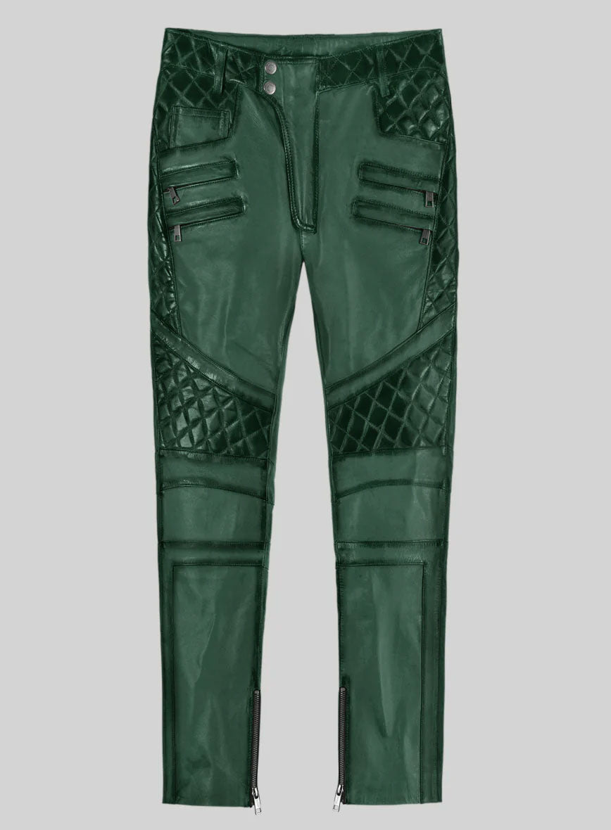 Hector Burnt Green Leather Pants - StudioSuits