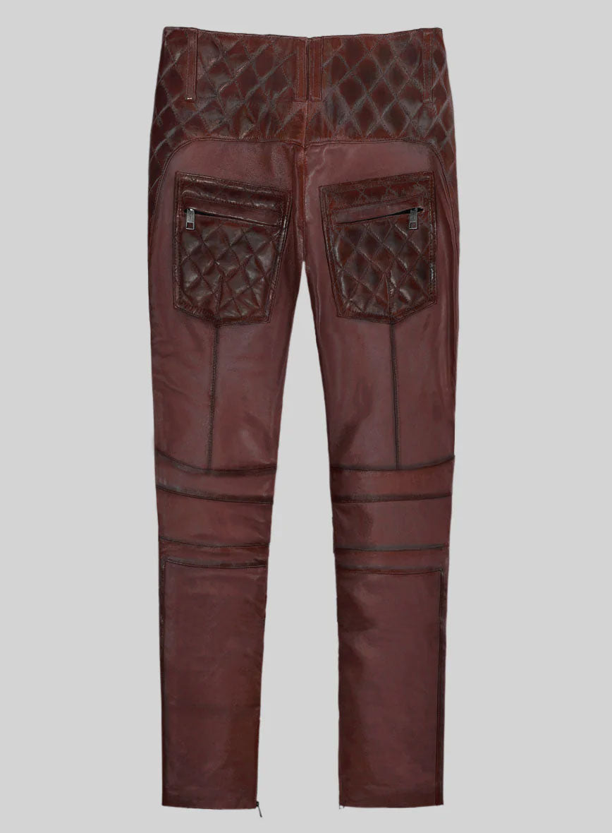 Hector Burnt Maroon Leather Pants - StudioSuits