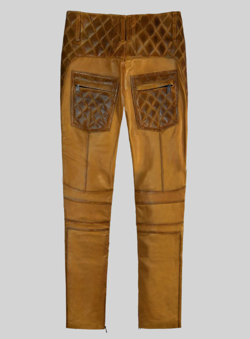 Hector Burnt Mustard Leather Pants - StudioSuits