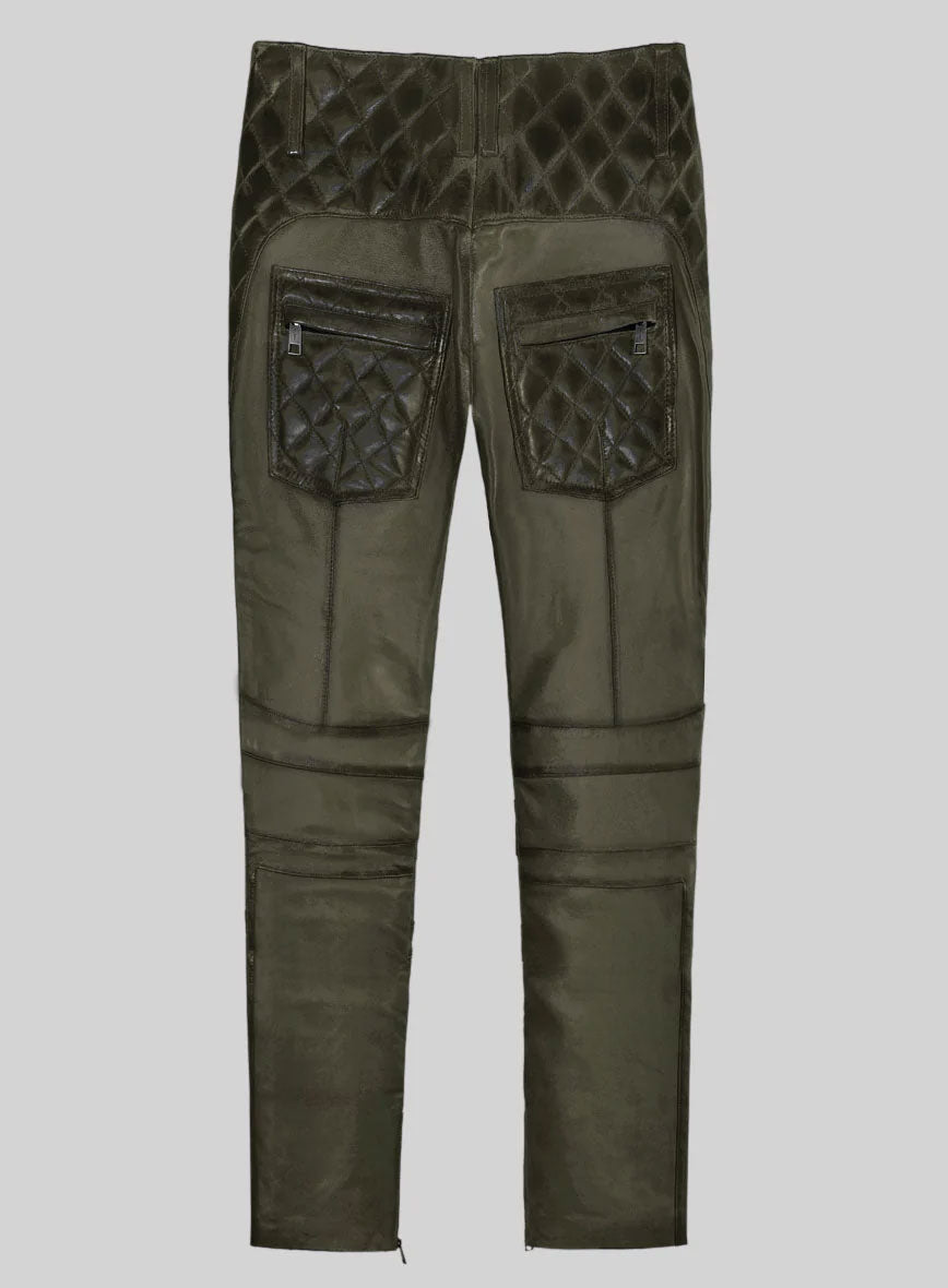 Hector Burnt Olive Leather Pants - StudioSuits