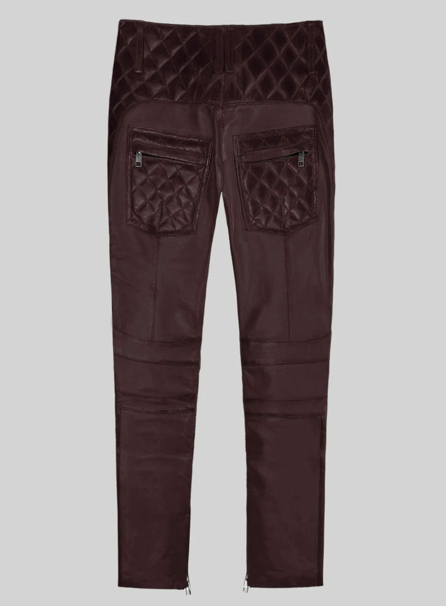 Hector Burnt Wine Leather Pants - StudioSuits