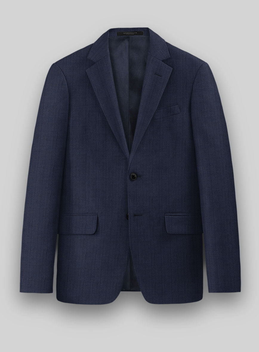 Herringbone Wool Royal Blue Suit - StudioSuits