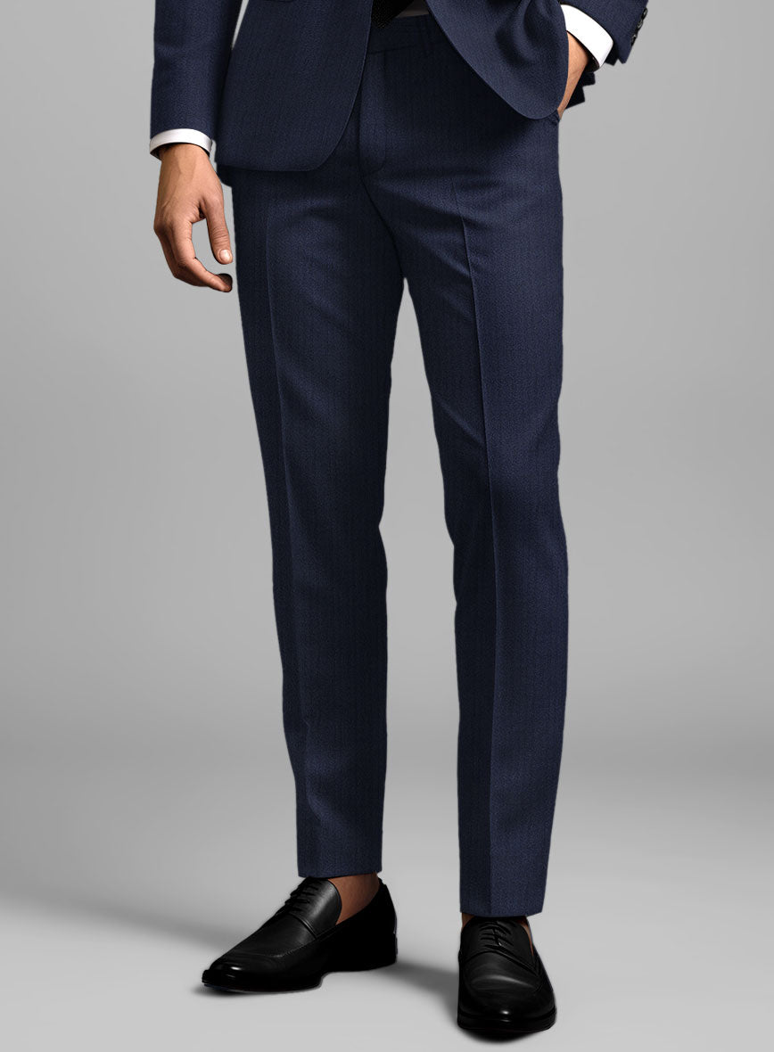 Herringbone Wool Royal Blue Suit - StudioSuits