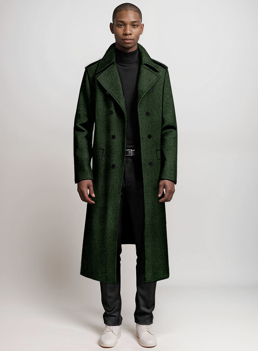 Highlander Heavy Green Herringbone Tweed GQ Overcoat - StudioSuits