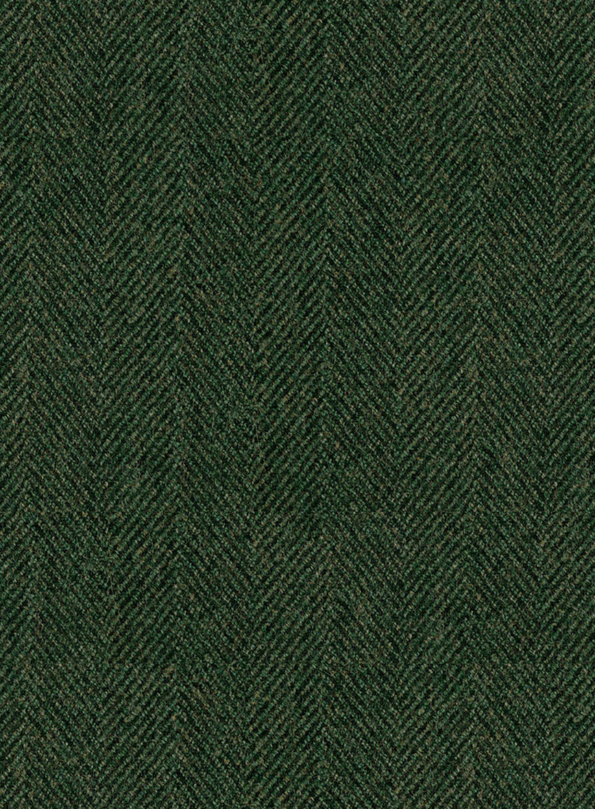 Highlander Heavy Green Herringbone Tweed GQ Overcoat - StudioSuits