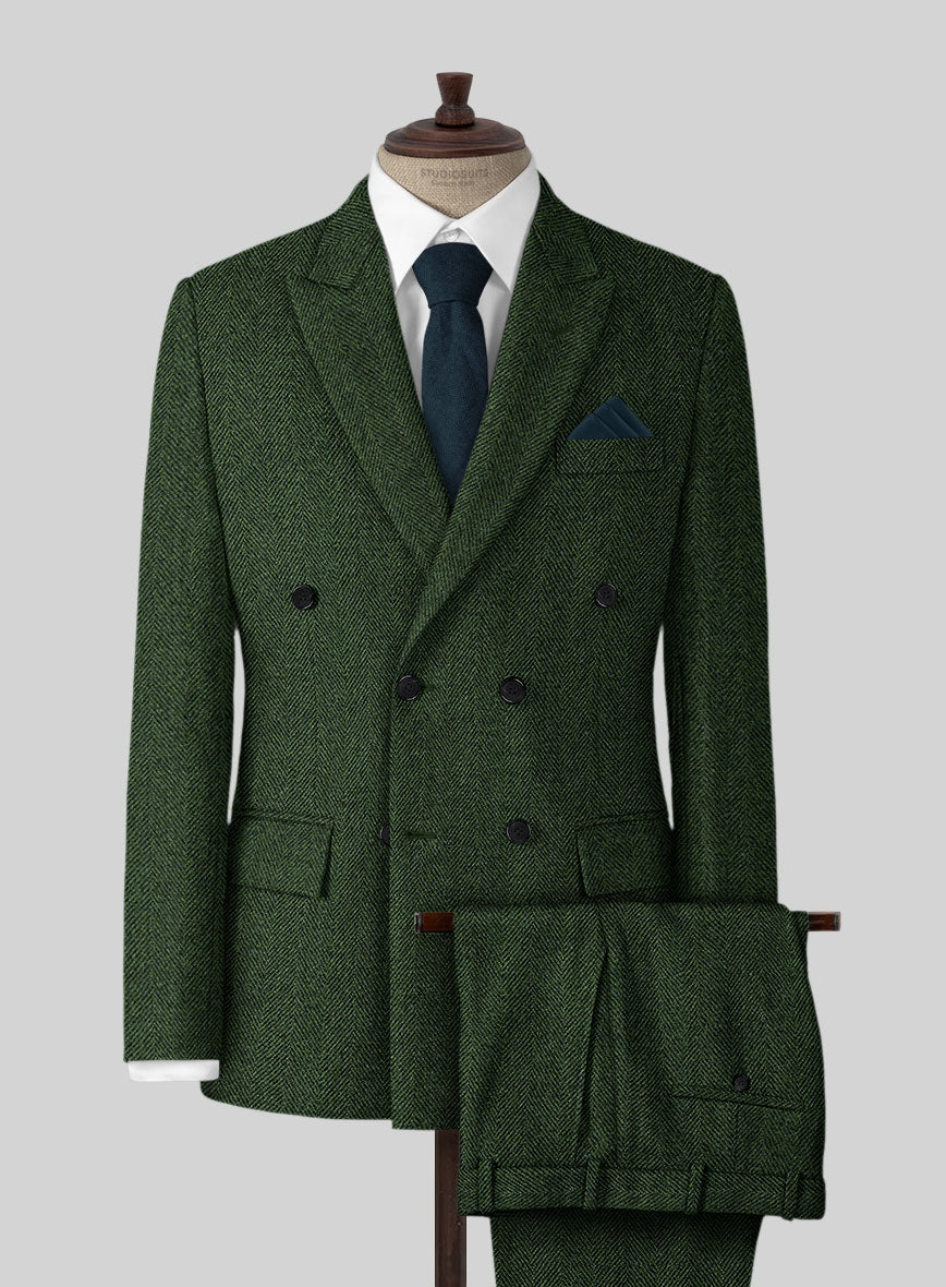 Highlander Heavy Green Herringbone Tweed Suit - StudioSuits