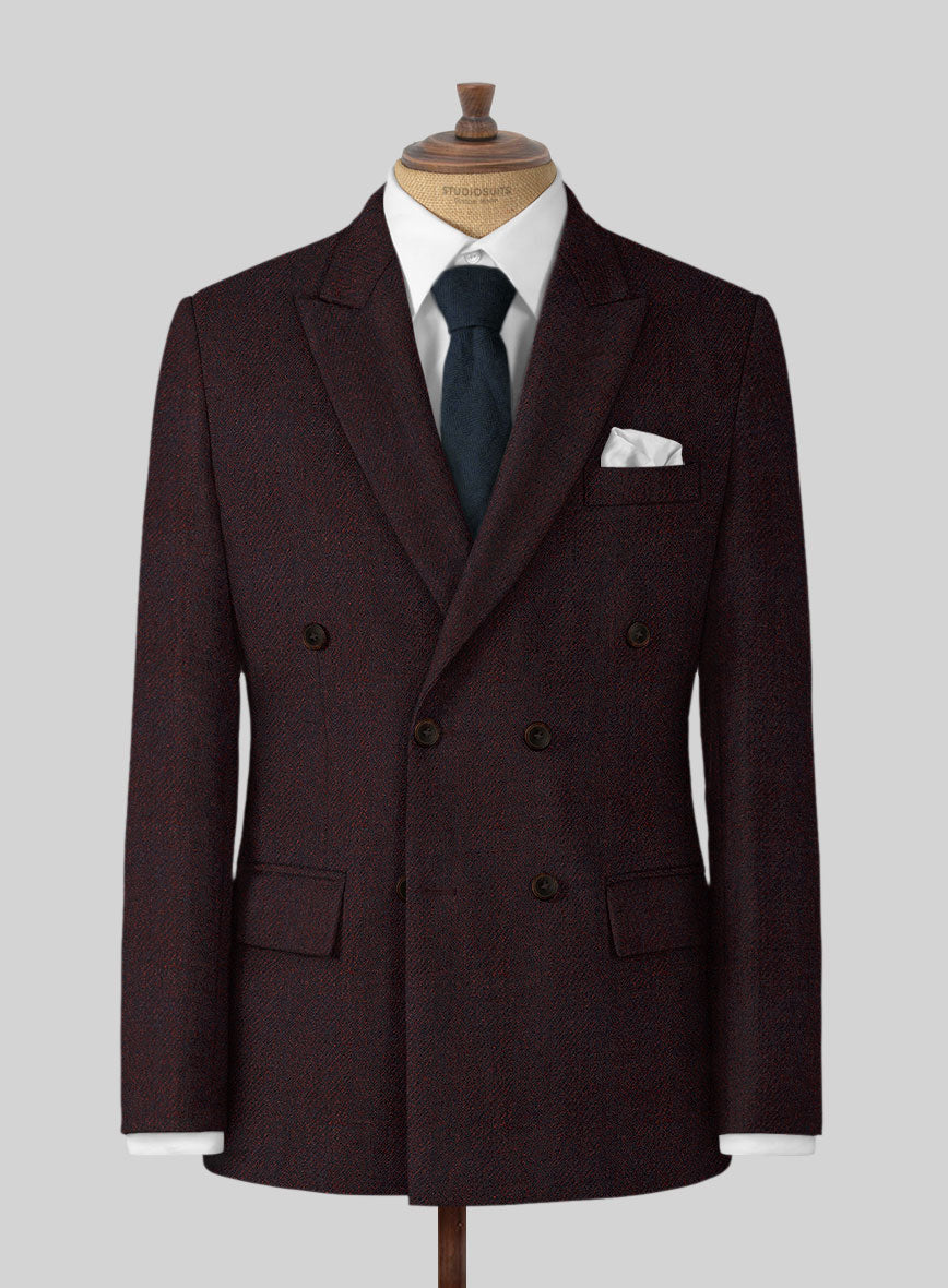 Highlander Heavy Wine Herringbone Tweed Jacket - StudioSuits