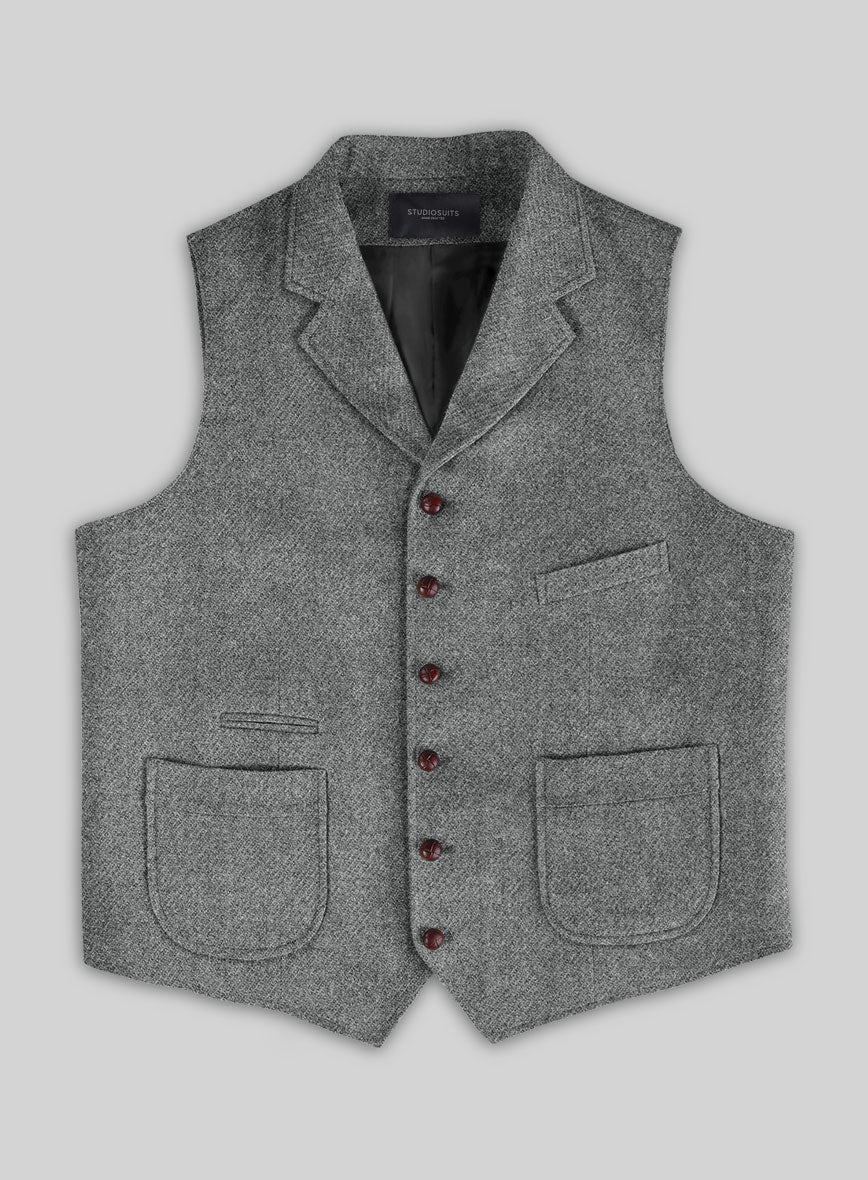 Highlander Light Gray Tweed Hunting Vest - StudioSuits