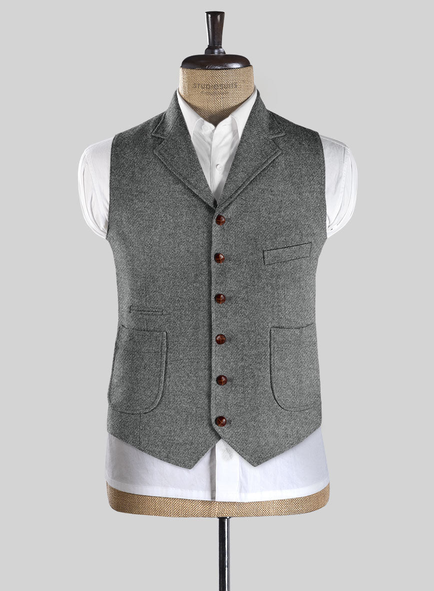 Highlander Light Gray Tweed Hunting Vest - StudioSuits