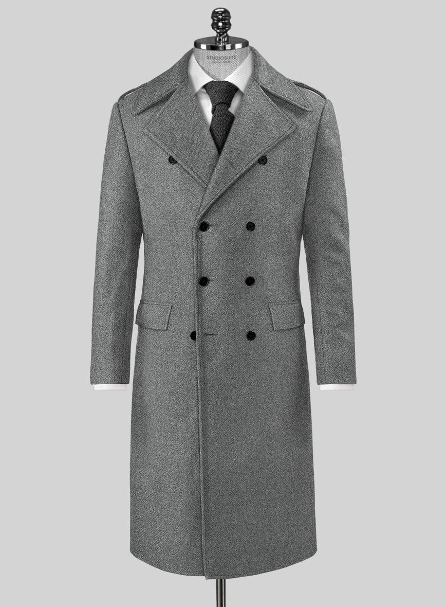 Highlander Light Gray Tweed GQ Overcoat - StudioSuits