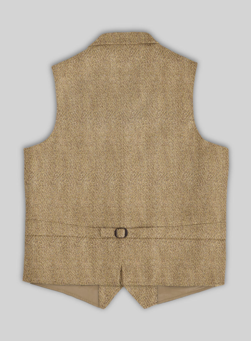 Highlander Beige Herringbone Tweed Hunting Vest - StudioSuits