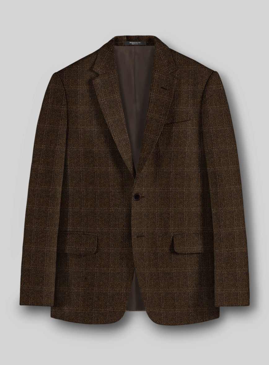 Highlander Brown Windowpane Tweed Jacket - StudioSuits