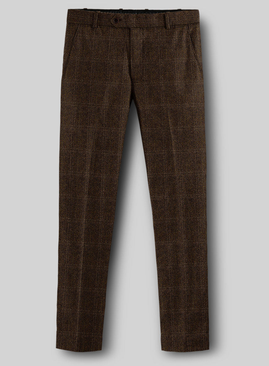 Highlander Brown Windowpane Tweed Pants - StudioSuits