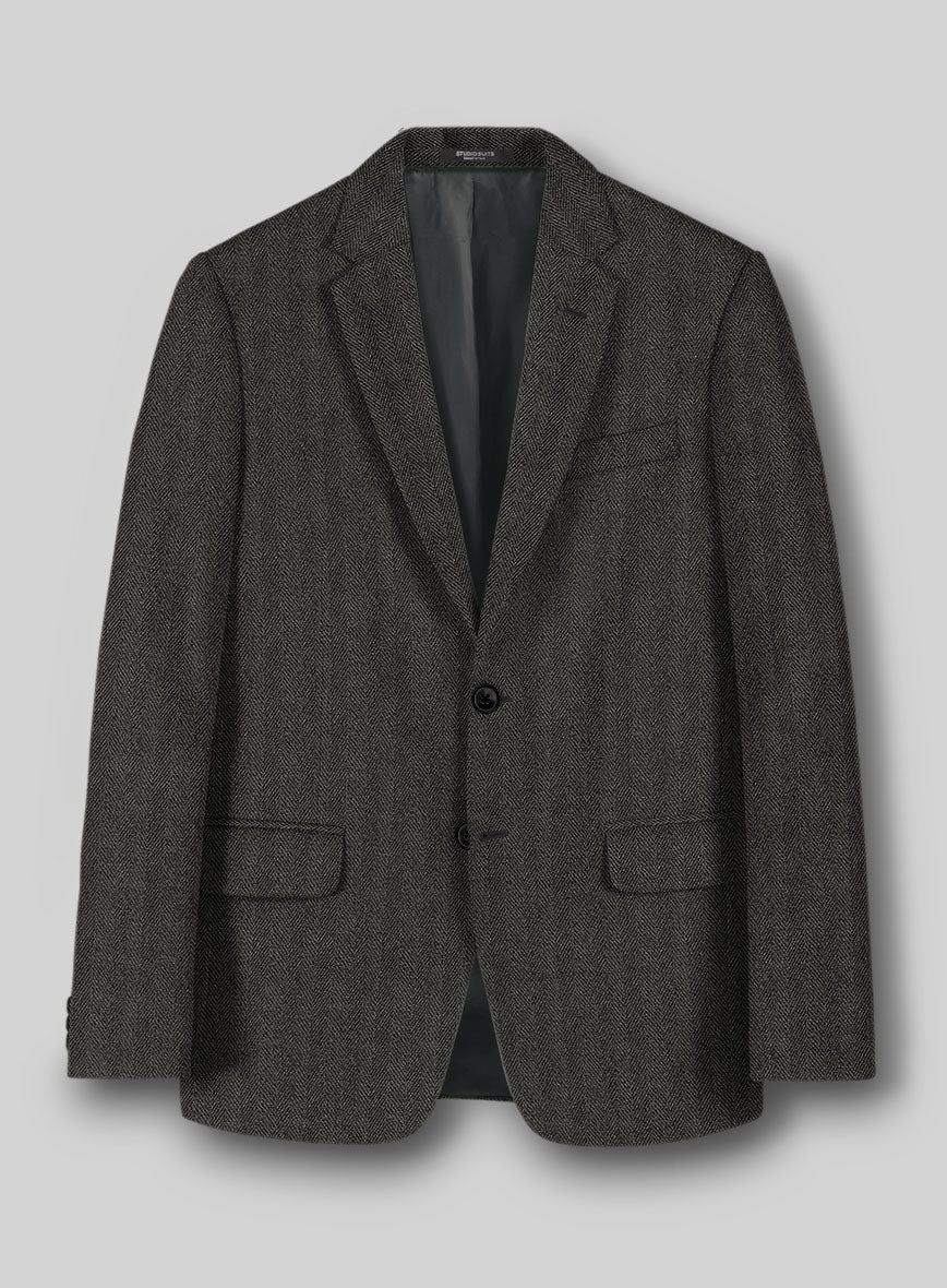 Highlander Charcoal Herringbone Tweed Jacket - StudioSuits