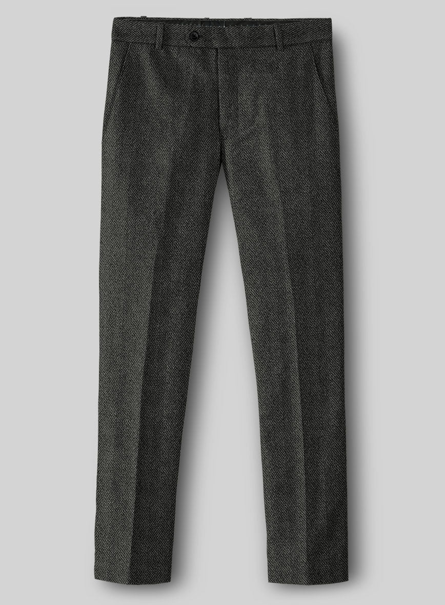 Highlander Charcoal Herringbone Tweed Pants - StudioSuits