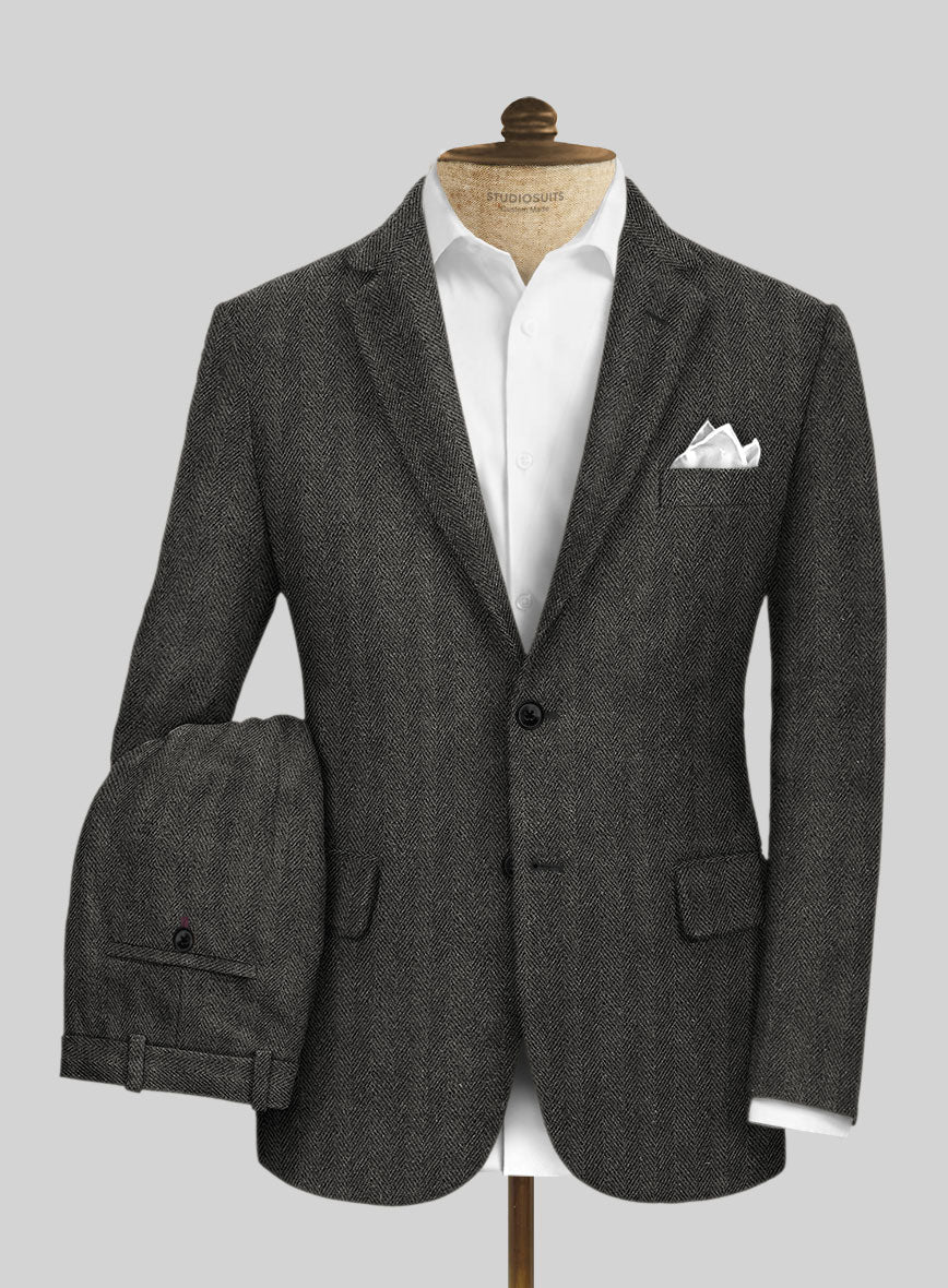 Highlander Charcoal Herringbone Tweed Suit - StudioSuits