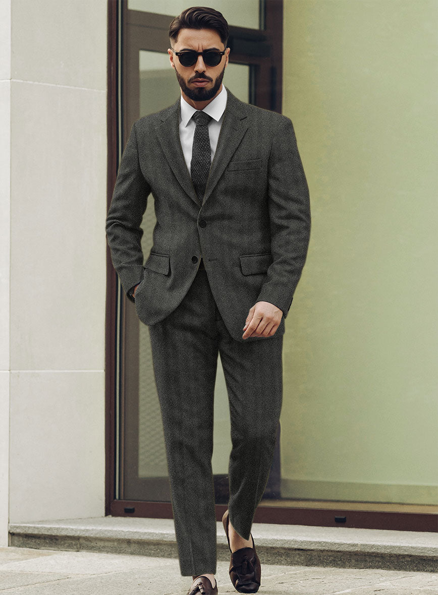 Highlander Charcoal Herringbone Tweed Suit - StudioSuits