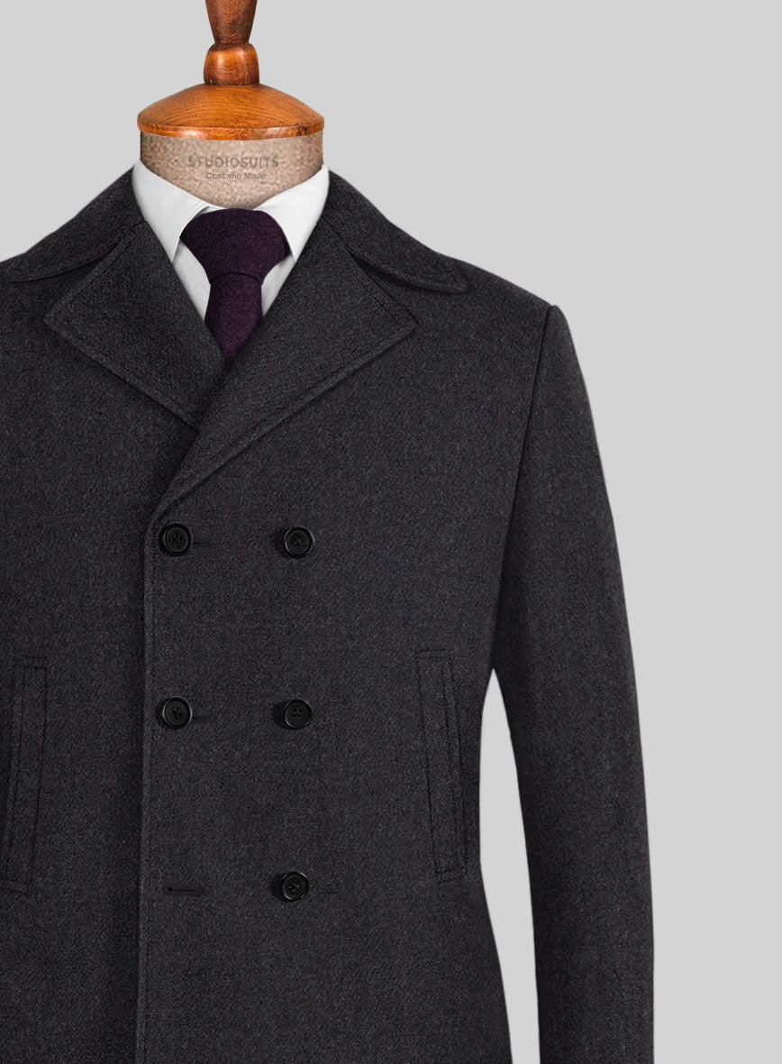 Highlander Charcoal Tweed Pea Coat - StudioSuits