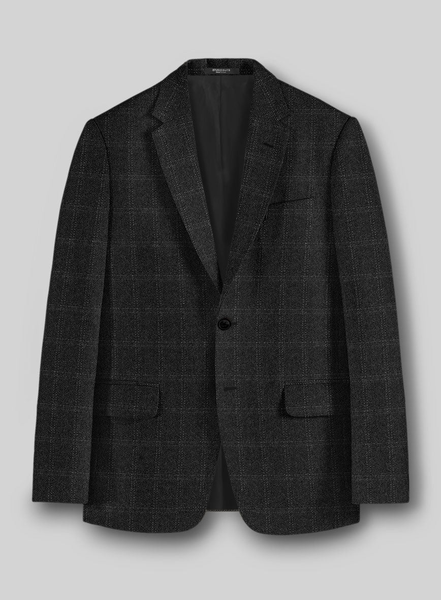 Highlander Charcoal Windowpane Tweed Jacket - StudioSuits