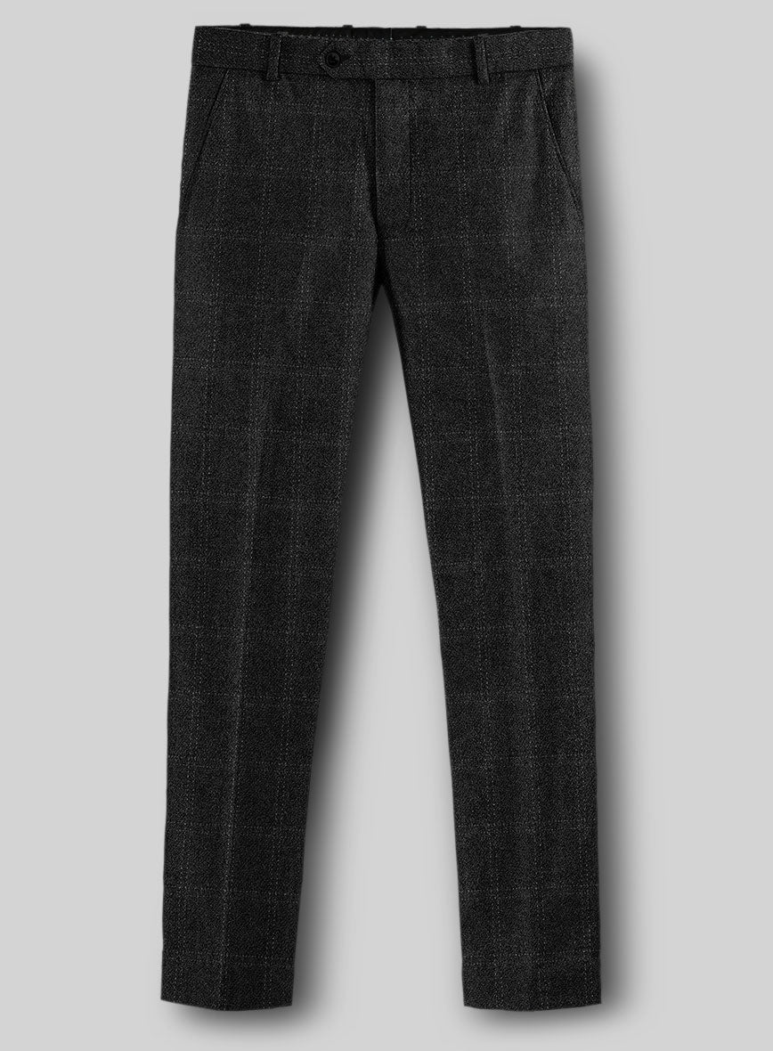 Highlander Charcoal Windowpane Tweed Pants - StudioSuits