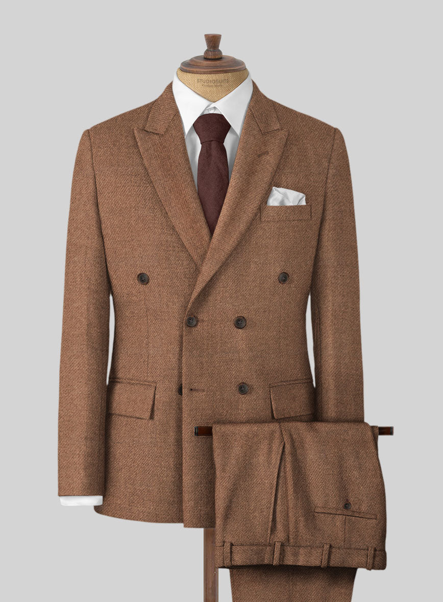 Highlander Earthy Brown Tweed Double Breasted Suit - StudioSuits