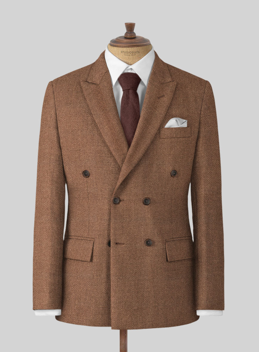 Highlander Earthy Brown Tweed Double Breasted Suit - StudioSuits