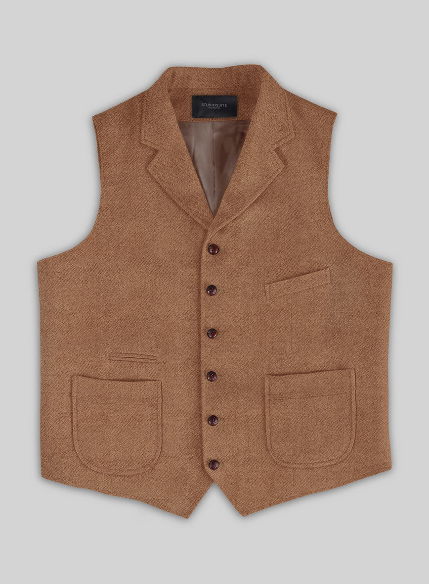 Highlander Earthy Brown Tweed Hunting Vest - StudioSuits