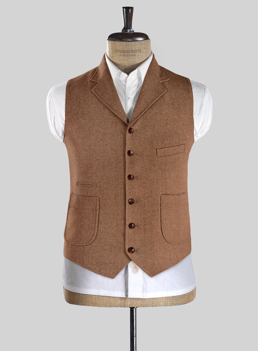 Highlander Earthy Brown Tweed Hunting Vest - StudioSuits