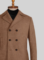 Highlander Earthy Brown Tweed Pea Coat - StudioSuits