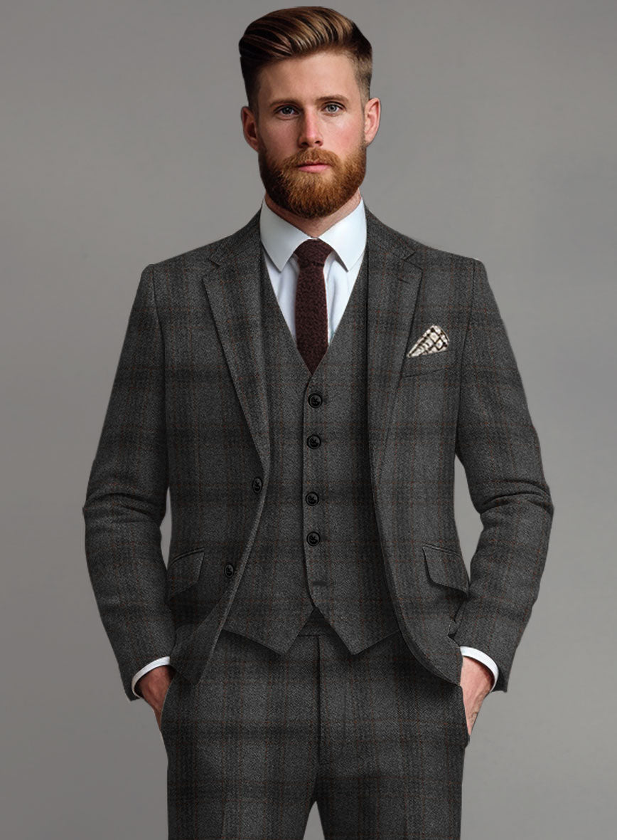 Highlander Gray Classic Check Tweed Jacket - StudioSuits