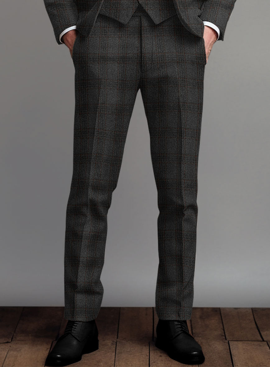 Highlander Gray Classic Check Tweed Pants - StudioSuits