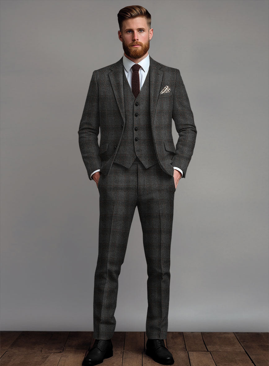 Highlander Gray Classic Check Tweed Suit - StudioSuits