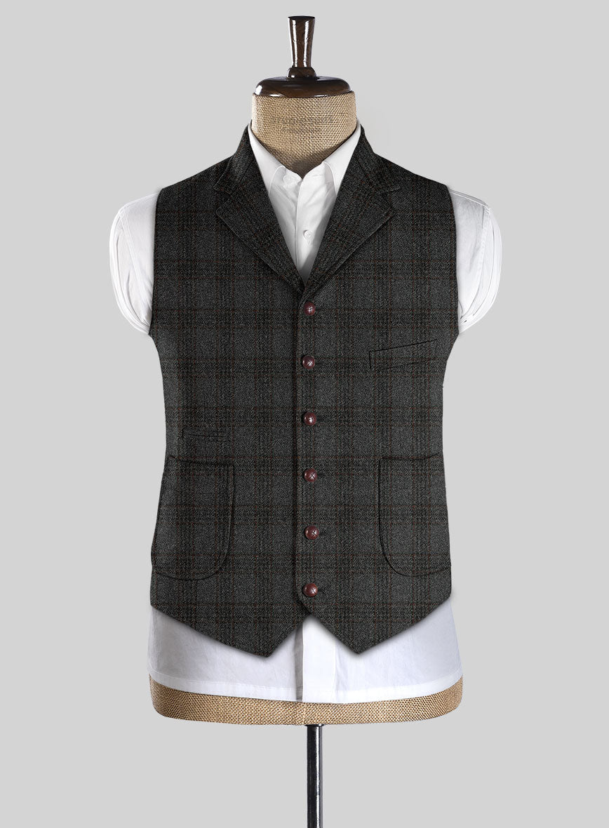 Highlander Gray Classic Check Tweed Hunting Vest - StudioSuits