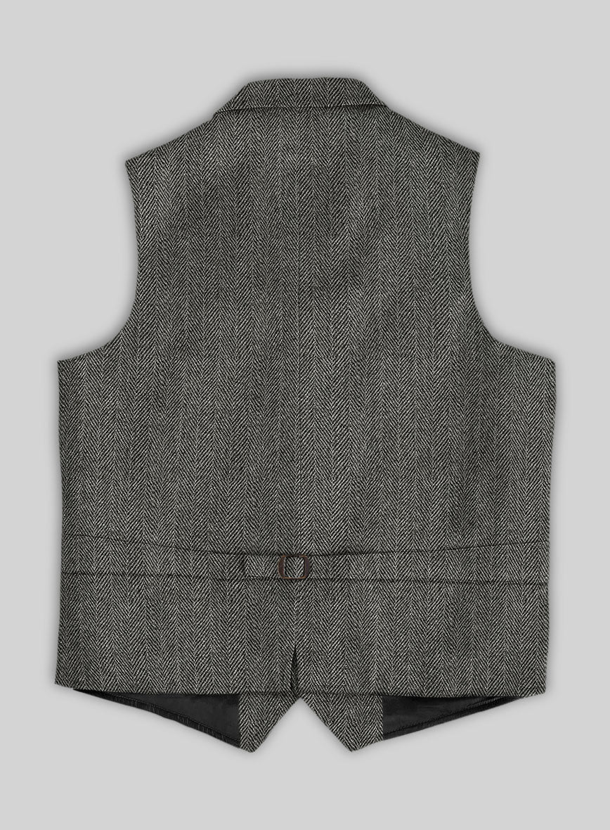 Highlander Gray Herringbone Tweed Hunting Vest - StudioSuits