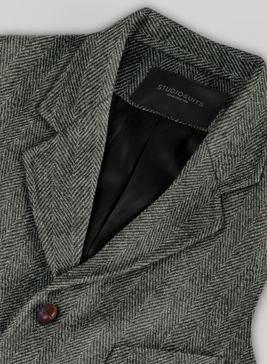 Highlander Gray Herringbone Tweed Hunting Vest - StudioSuits