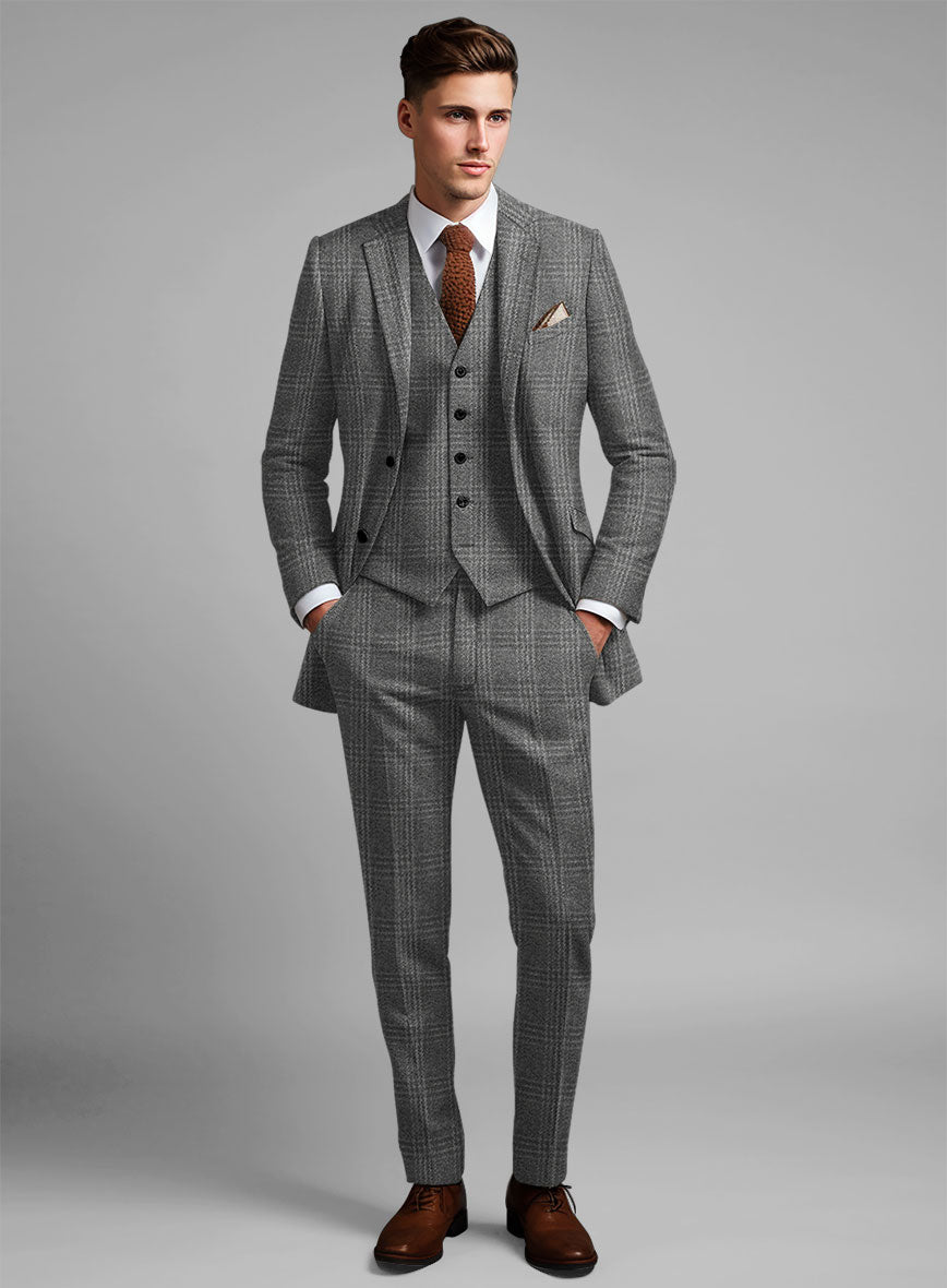 Highlander Gray Tartan Tweed Suit - StudioSuits