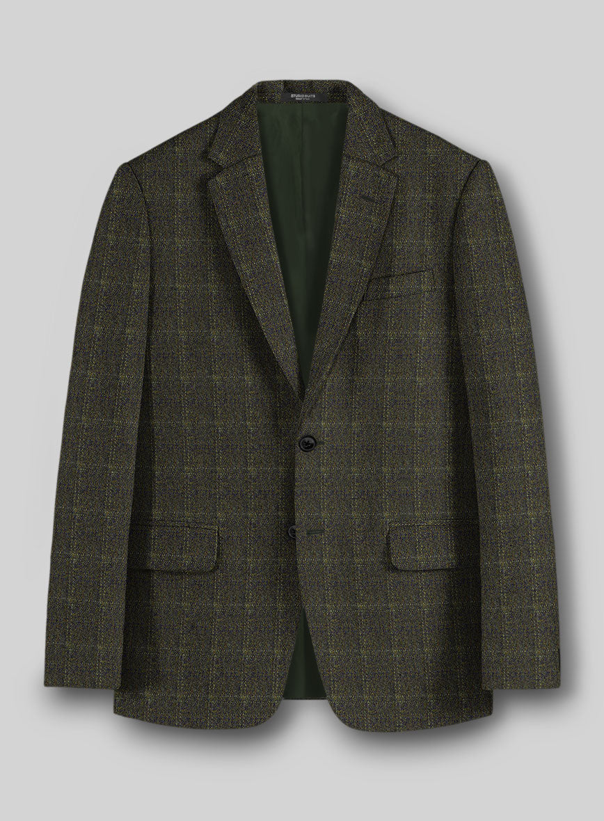 Highlander Green Windowpane Tweed Jacket - StudioSuits