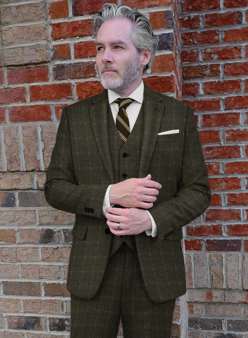 Highlander Green Windowpane Tweed Jacket - StudioSuits