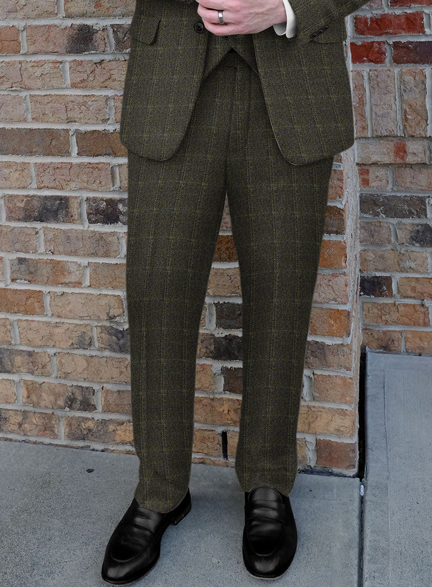 Highlander Green Windowpane Tweed Pants - StudioSuits