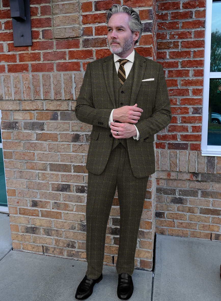 Highlander Green Windowpane Tweed Suit - StudioSuits