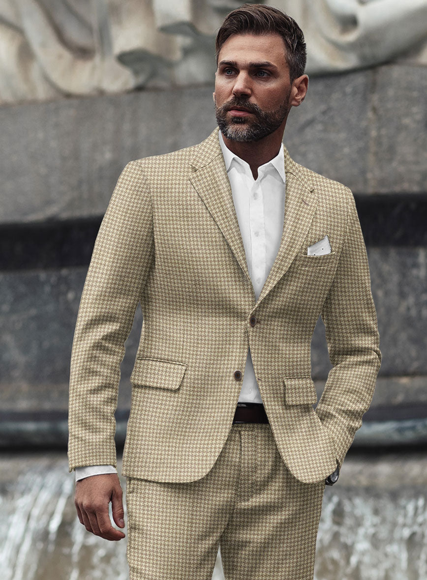 Highlander Heavy Beige Houndstooth Tweed Jacket - StudioSuits