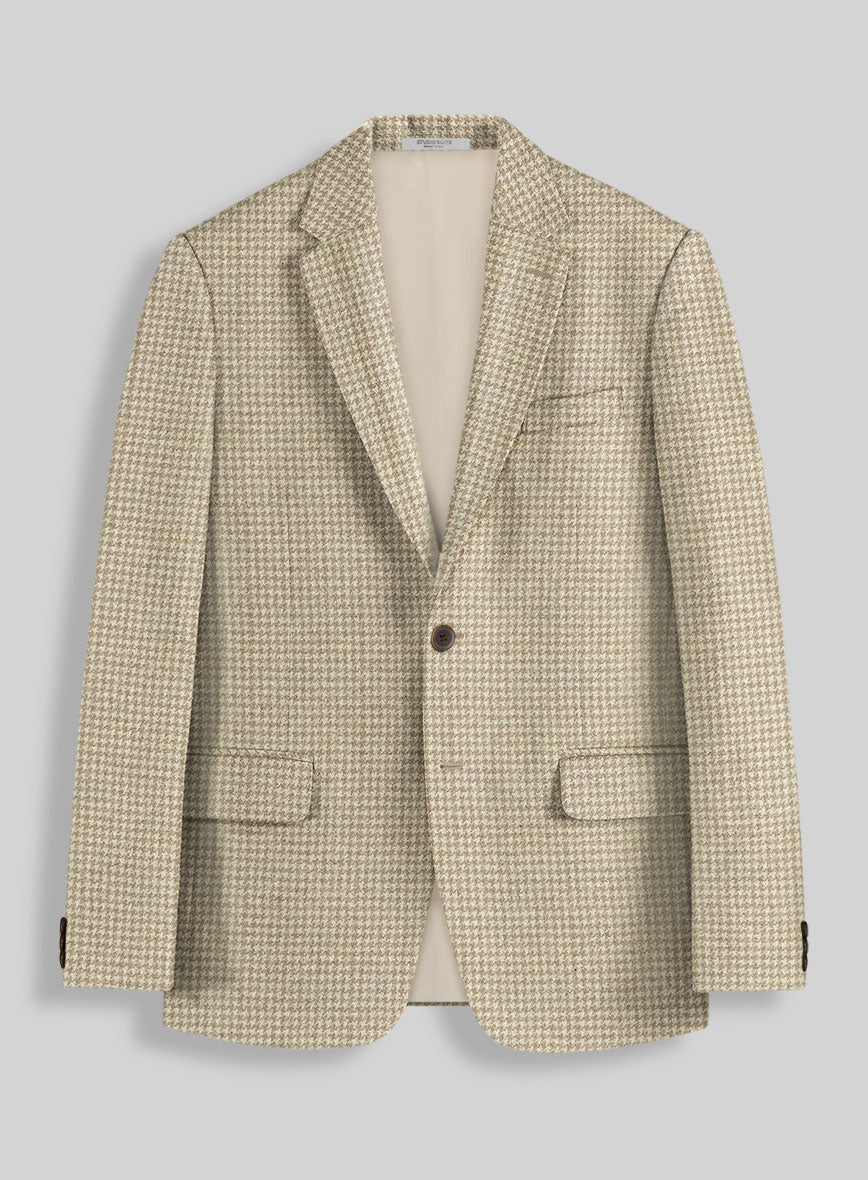 Highlander Heavy Beige Houndstooth Tweed Jacket - StudioSuits