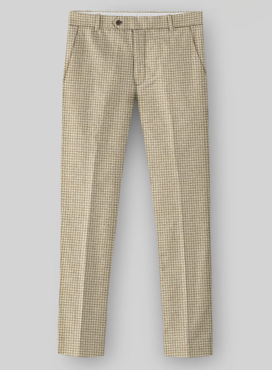 Highlander Heavy Beige Houndstooth Tweed Pants - StudioSuits