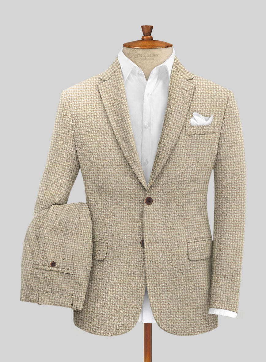 Highlander Heavy Beige Houndstooth Tweed Suit - StudioSuits