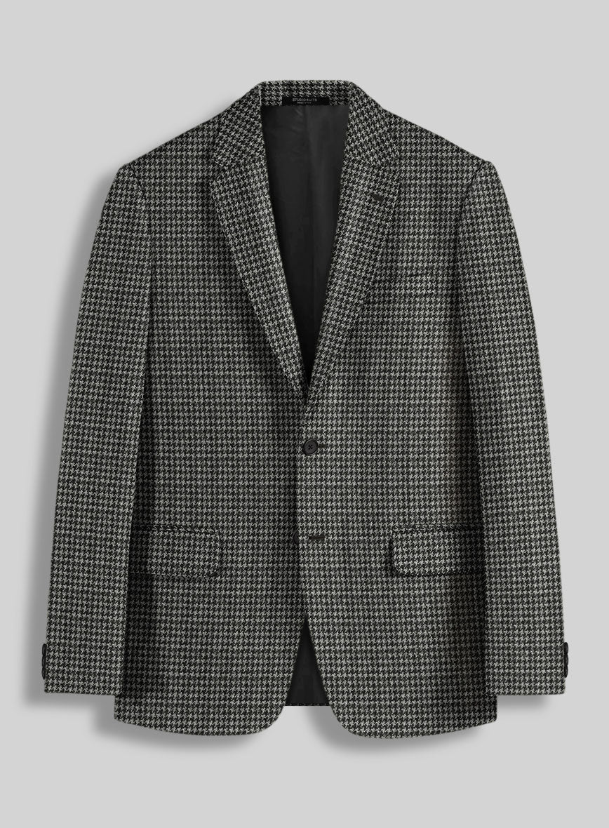 Highlander Heavy Charcoal Houndstooth Tweed Jacket - StudioSuits