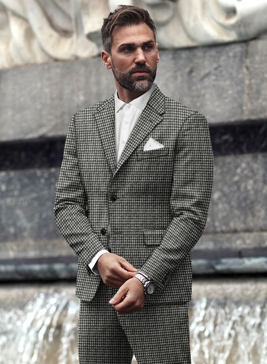 Highlander Heavy Charcoal Houndstooth Tweed Jacket - StudioSuits