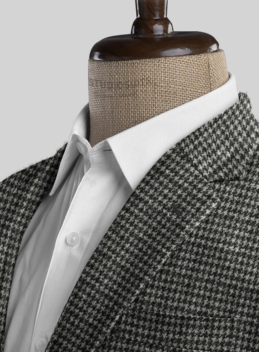 Highlander Heavy Charcoal Houndstooth Tweed Jacket - StudioSuits