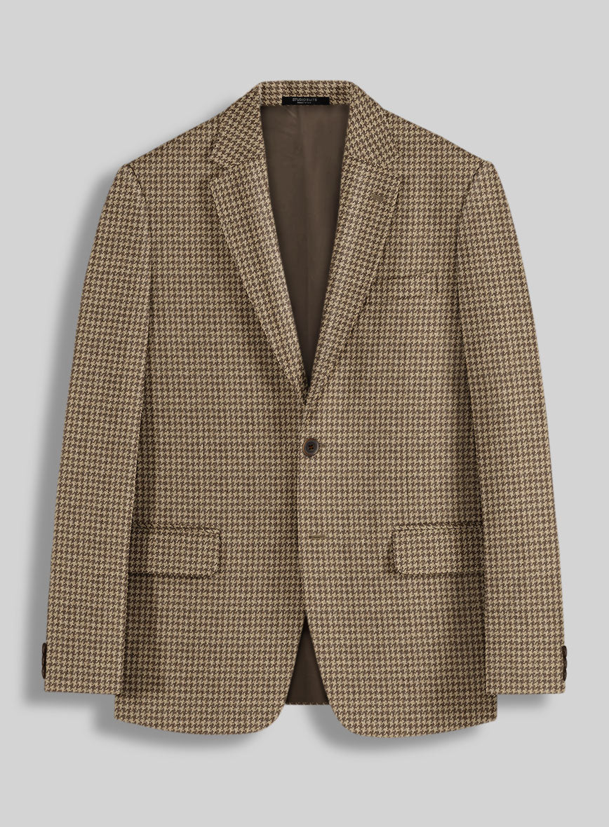 Highlander Heavy Dark Brown Houndstooth Tweed Jacket - StudioSuits